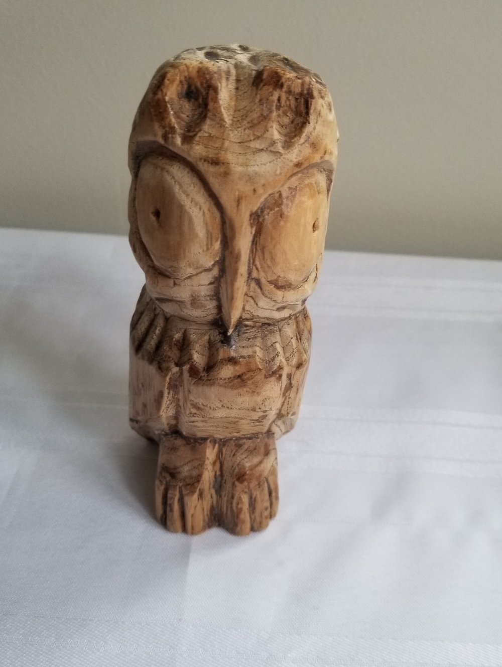 VTG 80s Hand-Carved Wooden Owl 6.5" Figurine Natural Light Brown Made In Jamaica